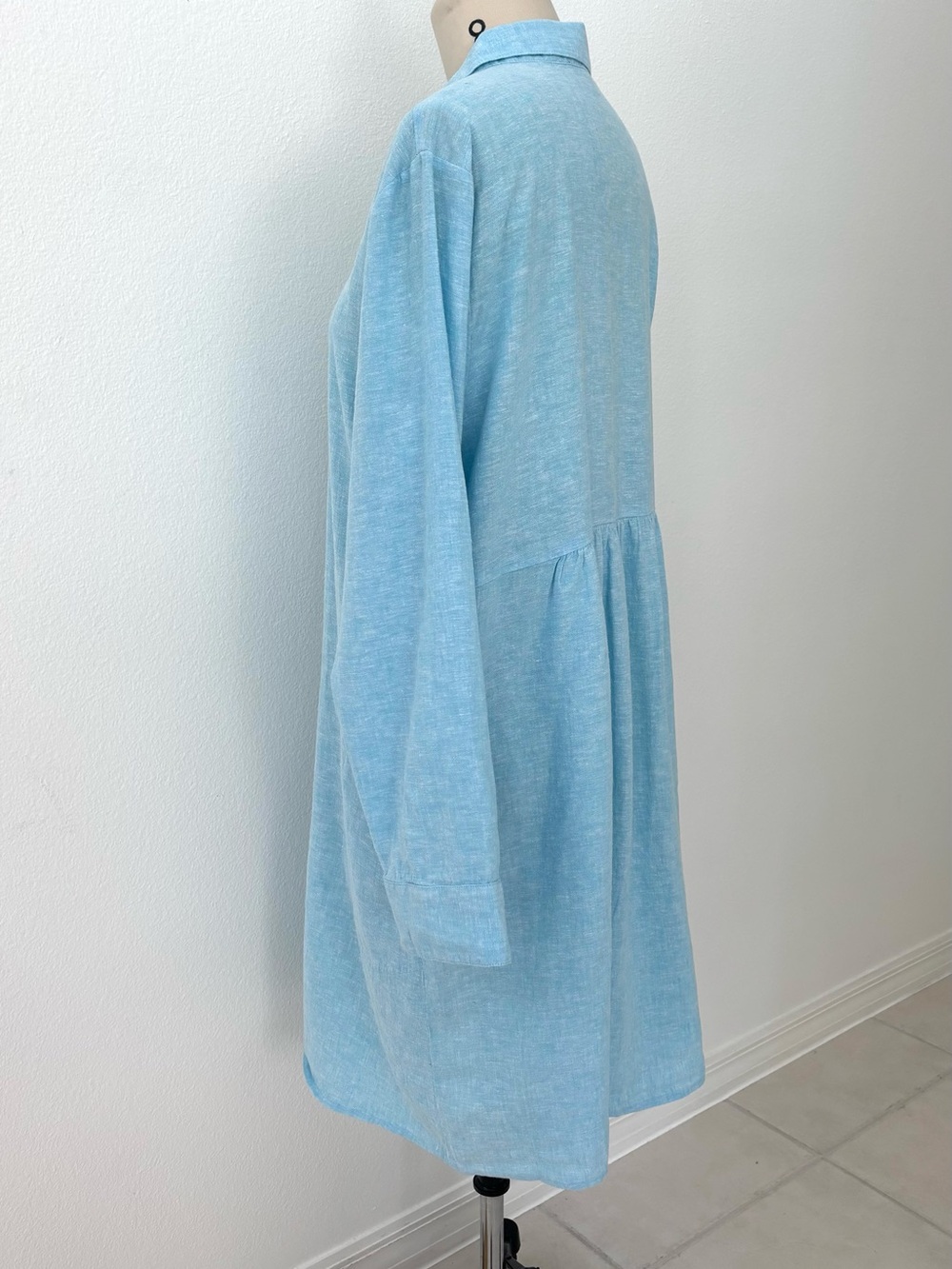 Habitat Linen Solid Shirt Dress NWT Topaz Blue Classic Spring 2026 L - Picture 5 of 12